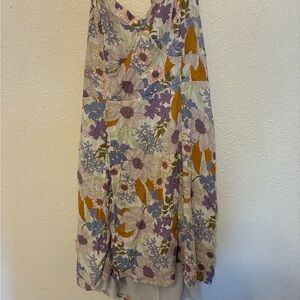 American Eagle Outfitters Floral Halter Dress with Purple and Yellow Accents